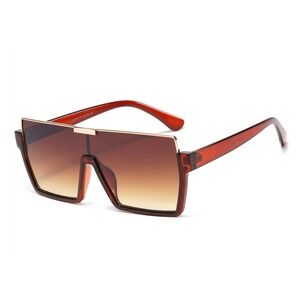 Oversized Square Sunglasses Women Fashion Shades Designer Gold Brown Lens Lentes